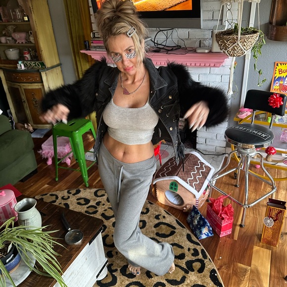 Black Denim Jacket with lace up Faux Fur Sleeves M - Picture 11 of 12